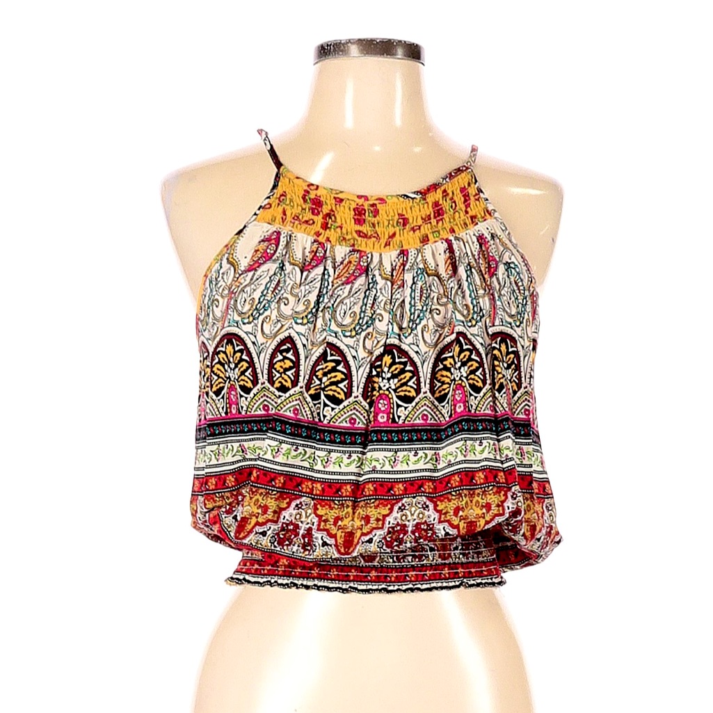 Christian Siriano New York Boho Sleeveless Blouse Ruched Tank Top Bohemian Style